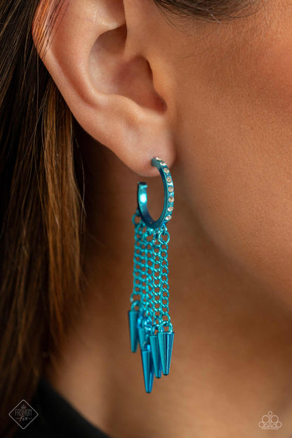 Piquant Punk - Blue Hoop Earrings - Paparazzi Accessories