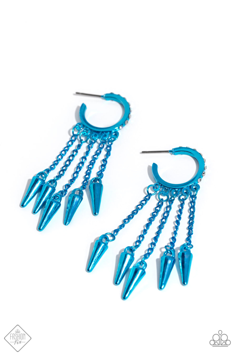 Piquant Punk - Blue Hoop Earrings - Paparazzi Accessories