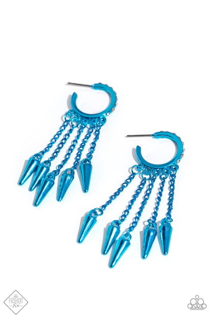 Piquant Punk - Blue Hoop Earrings - Paparazzi Accessories