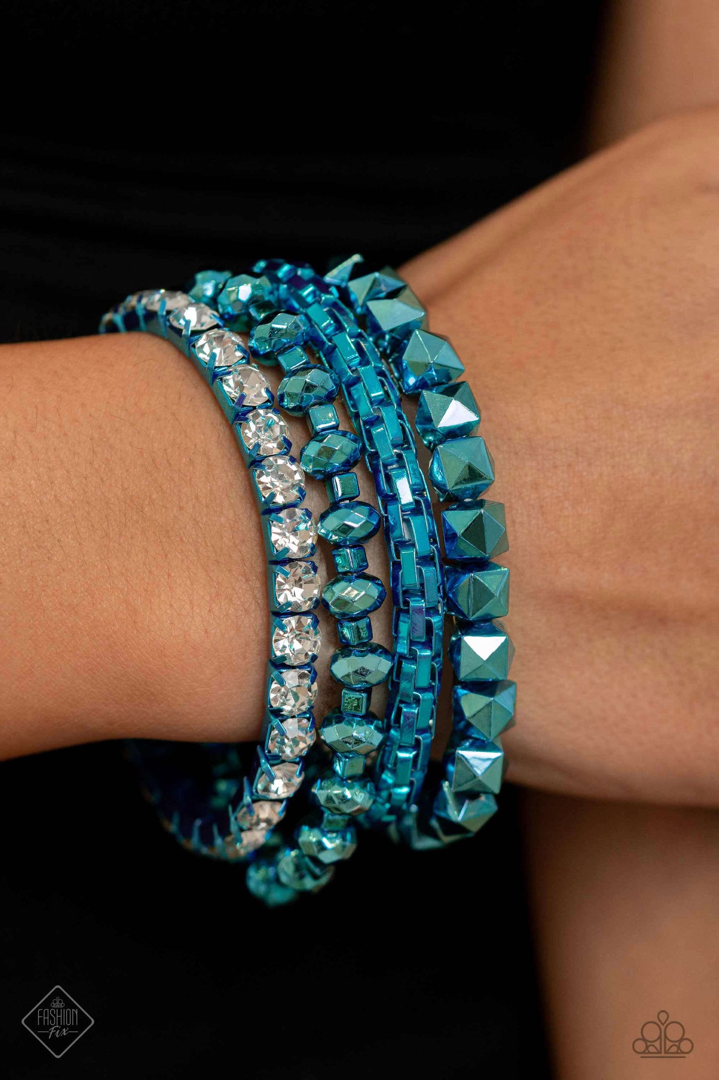 Punk Pattern - Blue Stretchy Bracelets - Paparazzi Accessories