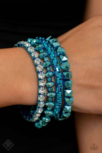 Punk Pattern - Blue Stretchy Bracelets - Paparazzi Accessories