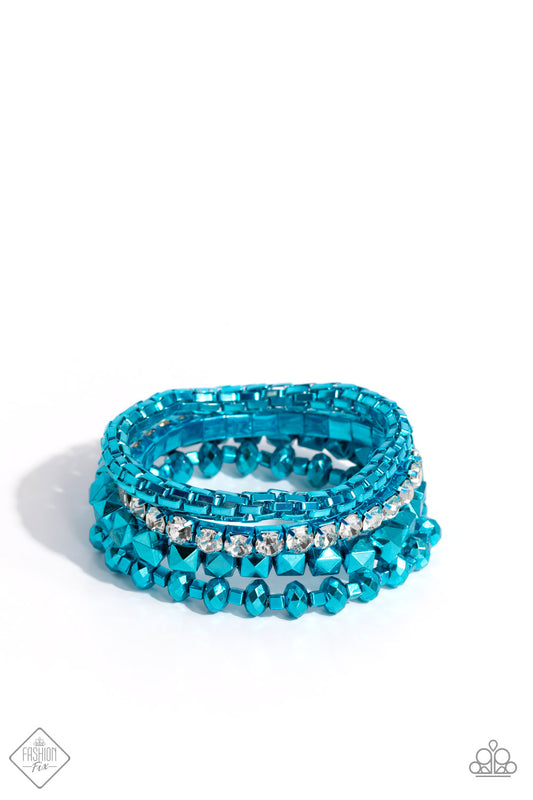 Punk Pattern - Blue Stretchy Bracelets - Paparazzi Accessories