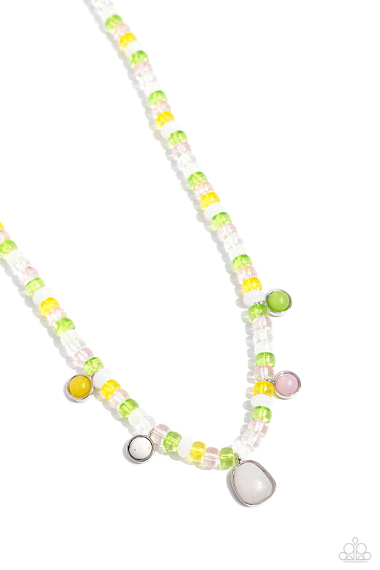 Colorfully California - White Acrylic Bead Necklace - Paparazzi Accessories