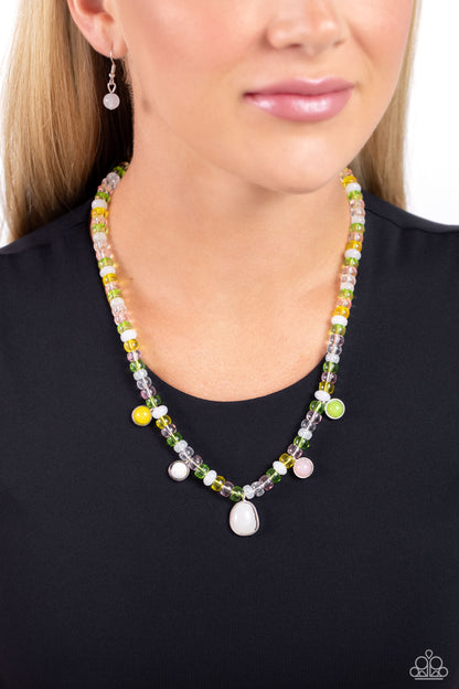 Colorfully California - White Acrylic Bead Necklace - Paparazzi Accessories