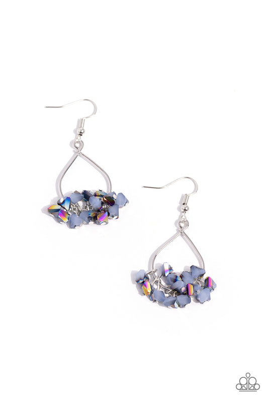 Charm of the Century - Blue Oil Spill Crystal Bead Fishhook Earrings - Paparazzi Accessories