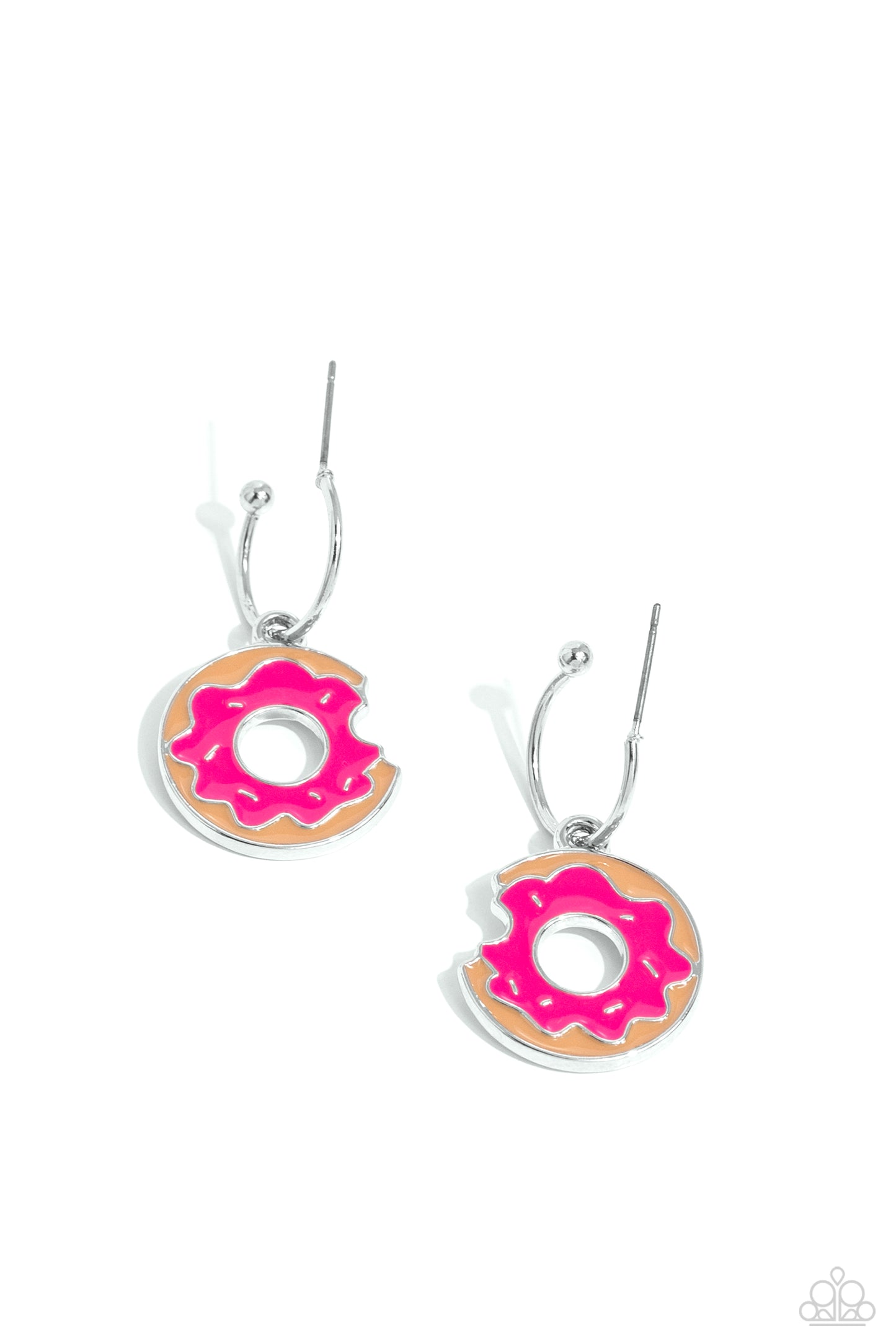 Donut Delivery - Pink Drop Hoop Earrings - Paparazzi Accessories