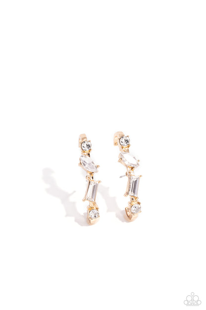 Sliding Shimmer - Gold Illusion Post Earrings - Paparazzi Accessories