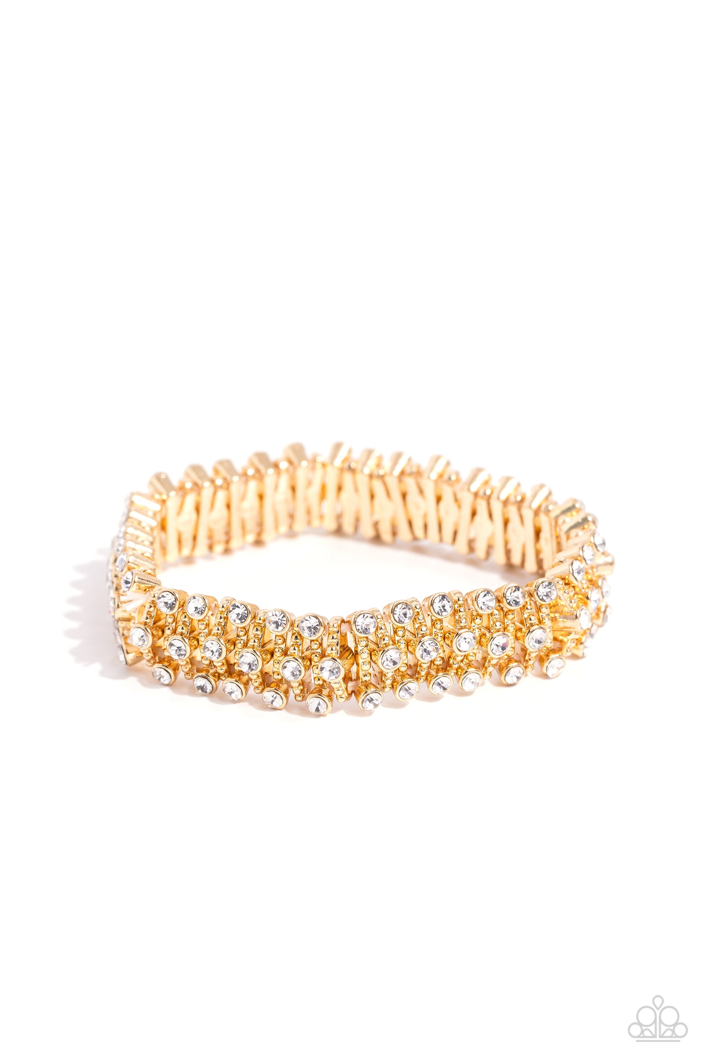 Corporate Confidence - Gold - Rhinestone Stretchy Bracelet - Paparazzi Accessories