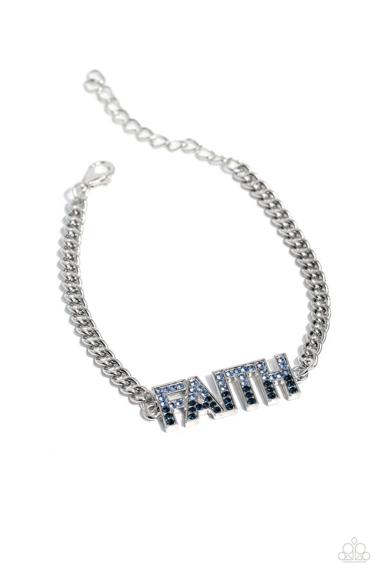 Faithful Finish - Blue Rhinestone Clasp Bracelet - Paparazzi Accessories
