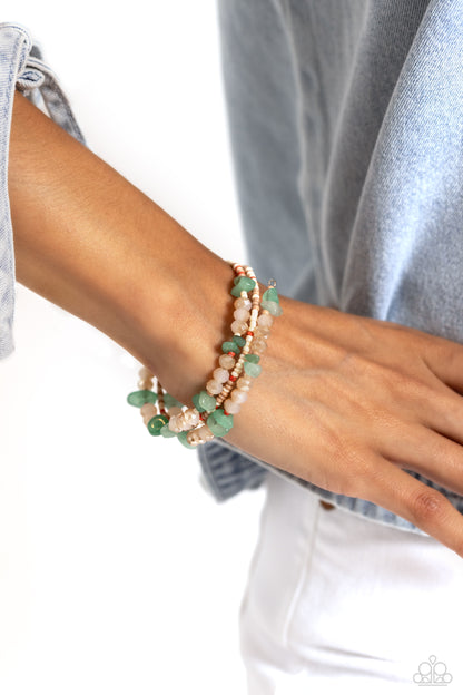 Notoriously Nuanced - Green Seed Bead Coil Bracelet - Paparazzi Accessories
