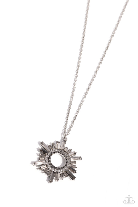 Enigmatic Edge - Silver Rhinestone Necklace - Paparazzi Accessories
