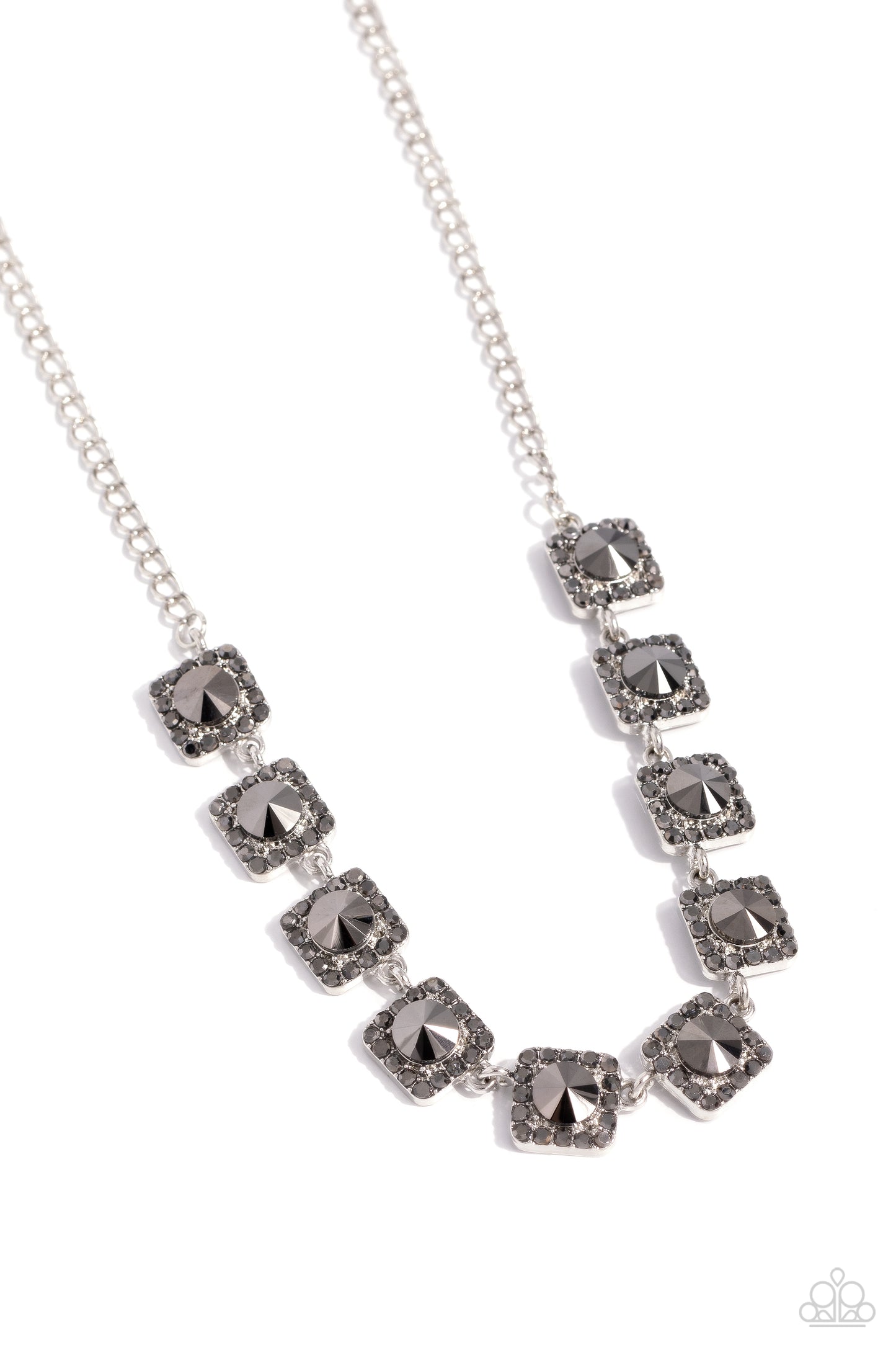 Jump SQUARE - Silver - Hematite Necklace - Paparazzi Accessories