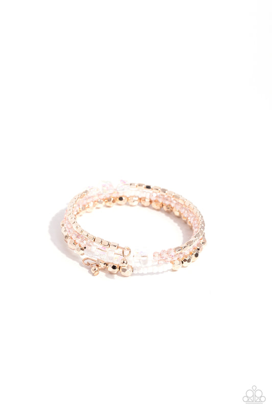 Boundless Behavior - Rose Gold - Iridescent Butterfly Crystal Coil Bracelet - Paparazzi Accessories
