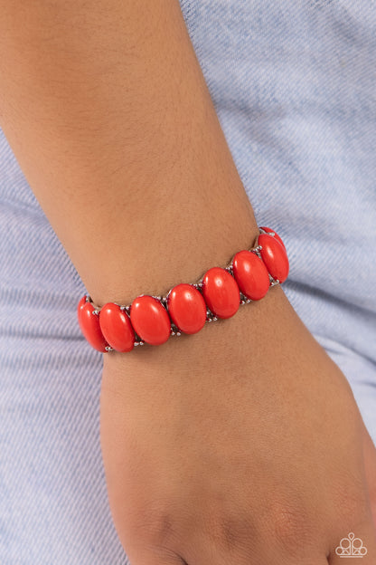 Starting OVAL - Red Stretchy Bracelet - Paparazzi Accessories