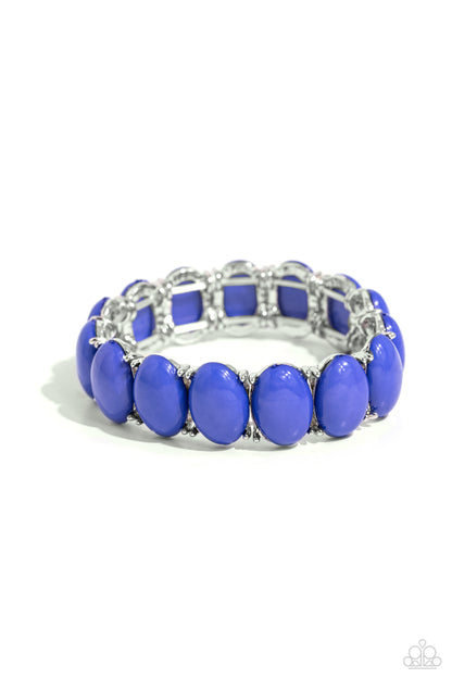 Starting OVAL - Blue Bead Stretchy Bracelet - Paparazzi Accessories