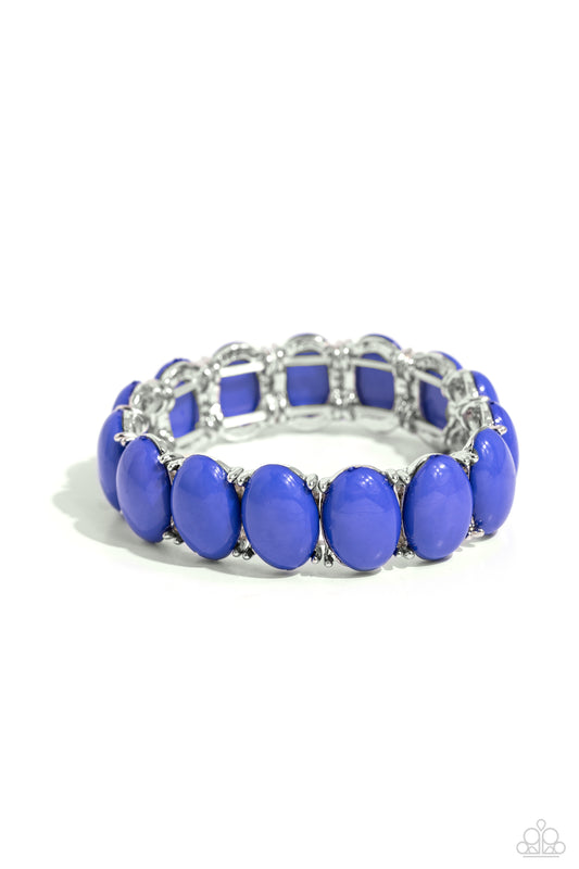 Starting OVAL - Blue Bead Stretchy Bracelet - Paparazzi Accessories