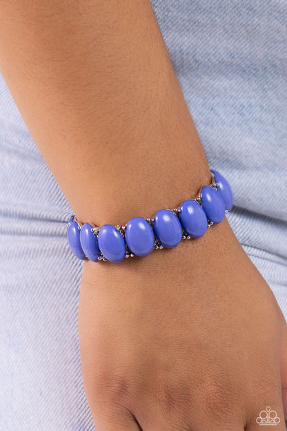 Starting OVAL - Blue Bead Stretchy Bracelet - Paparazzi Accessories