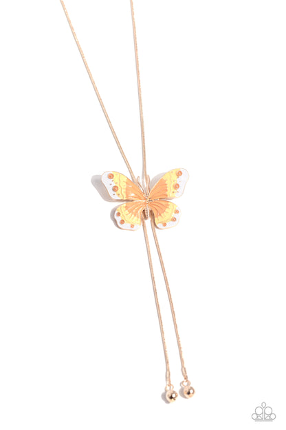 Suspended Shades - Rose Gold Butterfly Bolo Necklace - Paparazzi Accessories