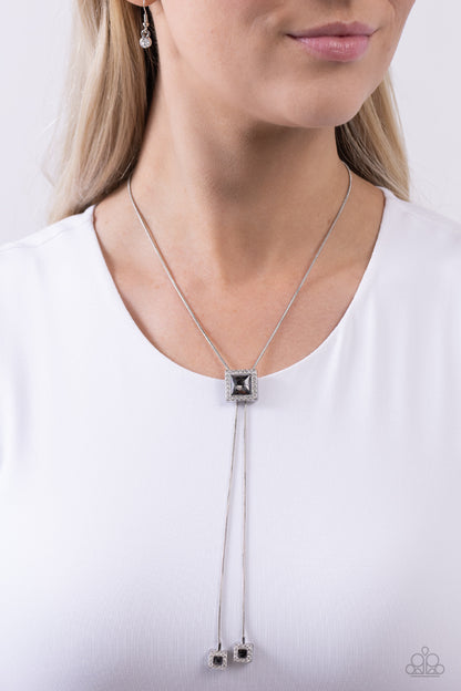 I Solemnly SQUARE - Silver Bolo Necklace - Paparazzi Accessories