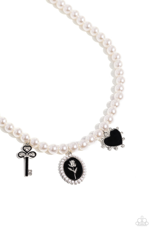 Charming Collision - Black - Charmed Pearl Necklace - Paparazzi Accessories