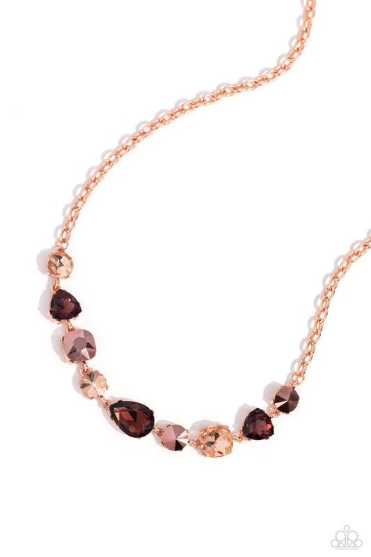 Emphatic Edge - Copper Rhinestone Necklace - Paparazzi Accessories