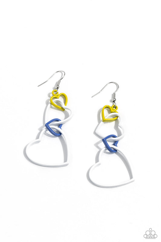 Cascading Crush - White Heart Fishhook Earrings - Paparazzi Accessories