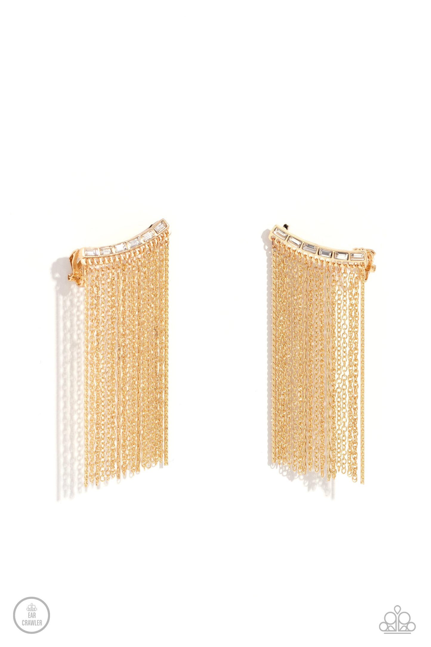 Feuding Fringe - Gold Ear Crawler Earrings - Paparazzi Accessories