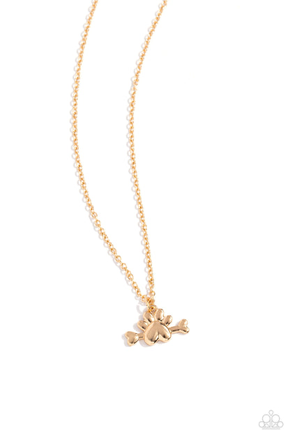 Loyal Companion - Gold Paw Print Necklace - Paparazzi Accessories