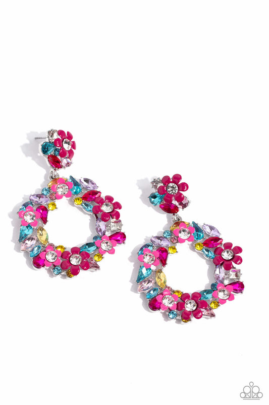 Wreathed in Wildflowers - Multi Post Earrings - Life of the Party Exclusive February 2024 - Paparazzi Accessories