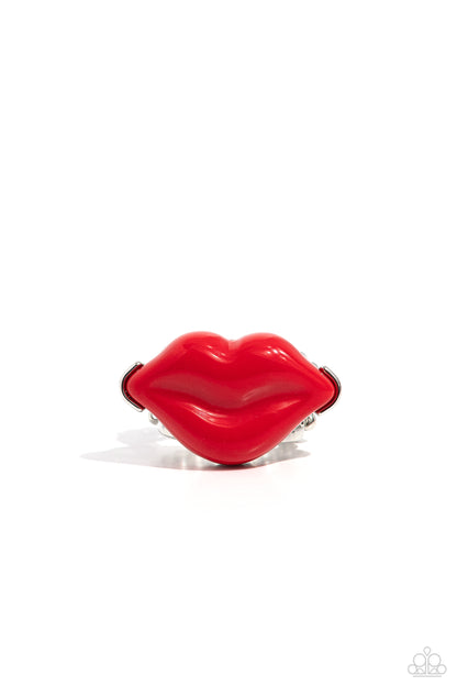 Lively Lips - Red Acrylic Lips Ring - Paparazzi Accessories