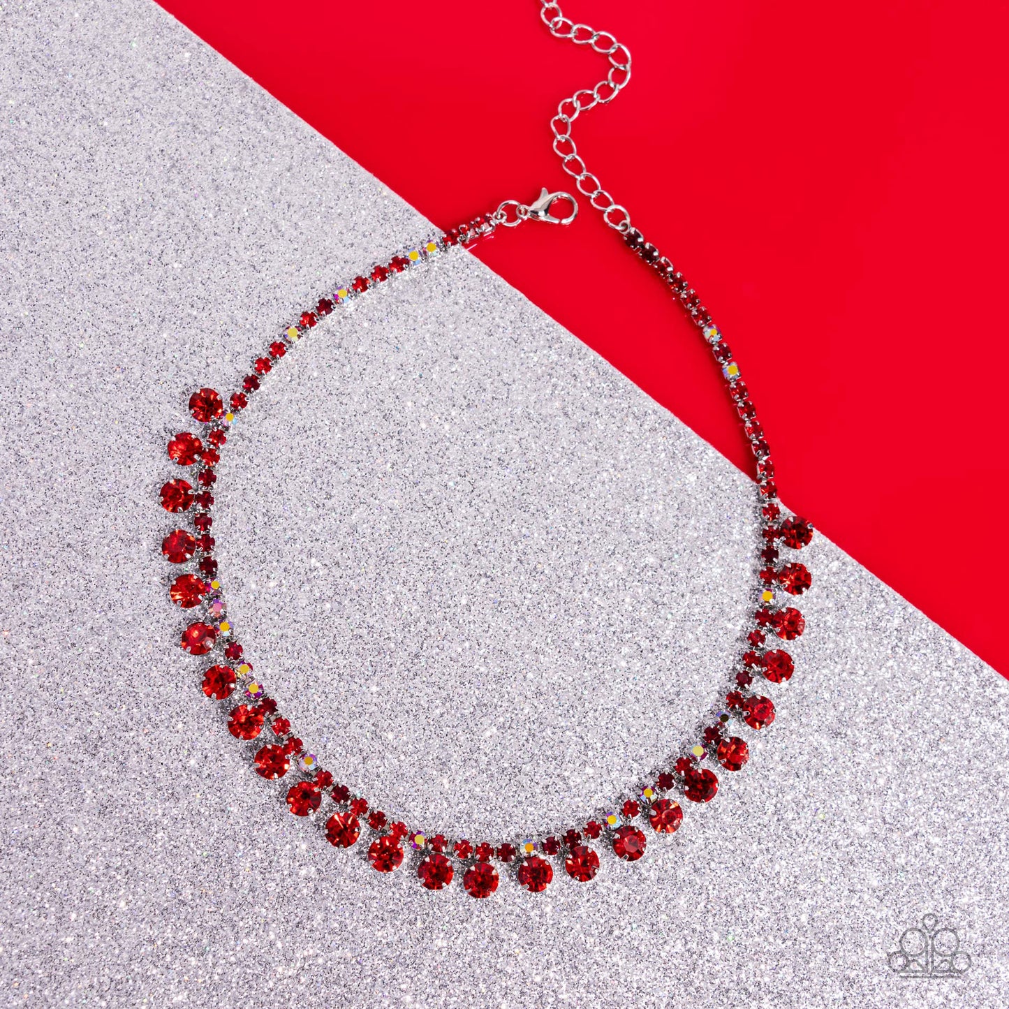 Ritzy Rhinestones - Red Iridescent Rhinestone Choker Necklace - Paparazzi Accessories