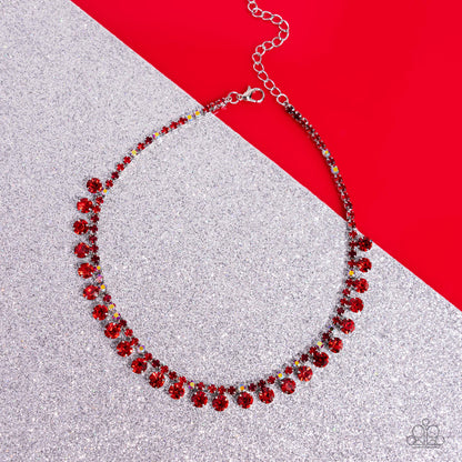 Ritzy Rhinestones - Red Iridescent Rhinestone Choker Necklace - Paparazzi Accessories