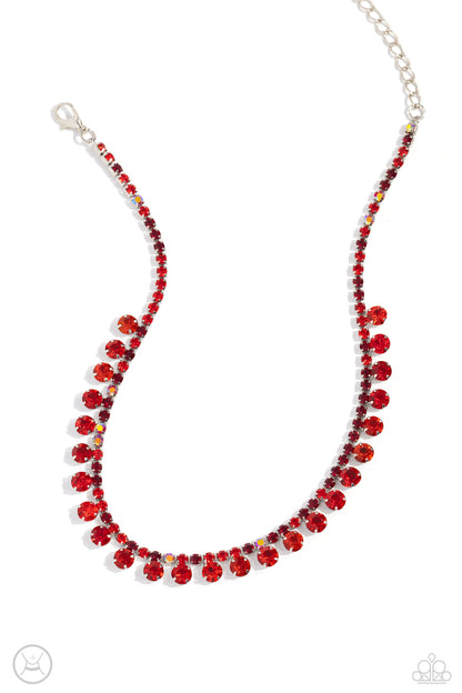 Ritzy Rhinestones - Red Iridescent Rhinestone Choker Necklace - Paparazzi Accessories