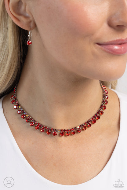 Ritzy Rhinestones - Red Iridescent Rhinestone Choker Necklace - Paparazzi Accessories