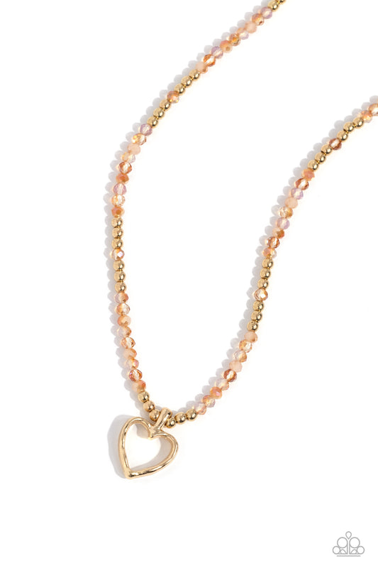 Flashy Fairy Tale - Orange Faceted Bead Heart Pendant Necklace - Paparazzi Accessories