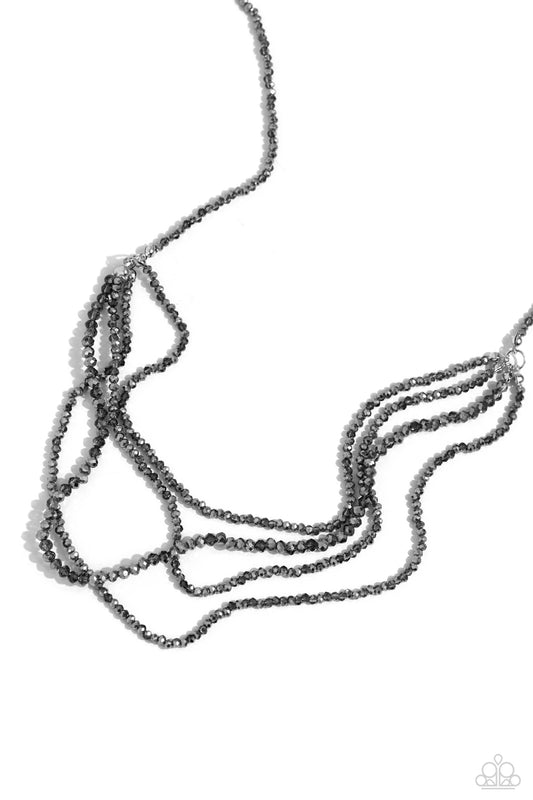Candescent Cascade - Silver Faceted Hematite Necklace - Paparazzi Accessories