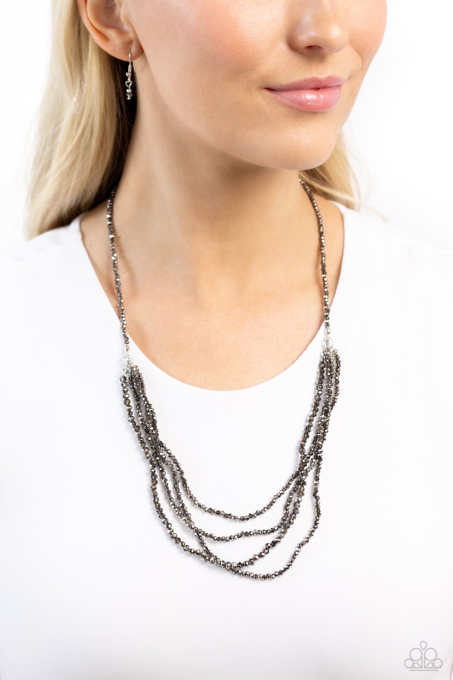 Candescent Cascade - Silver Faceted Hematite Necklace - Paparazzi Accessories