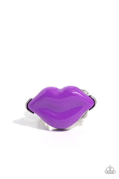 Lively Lips - Purple Acrylic Lips Ring - Paparazzi Accessories