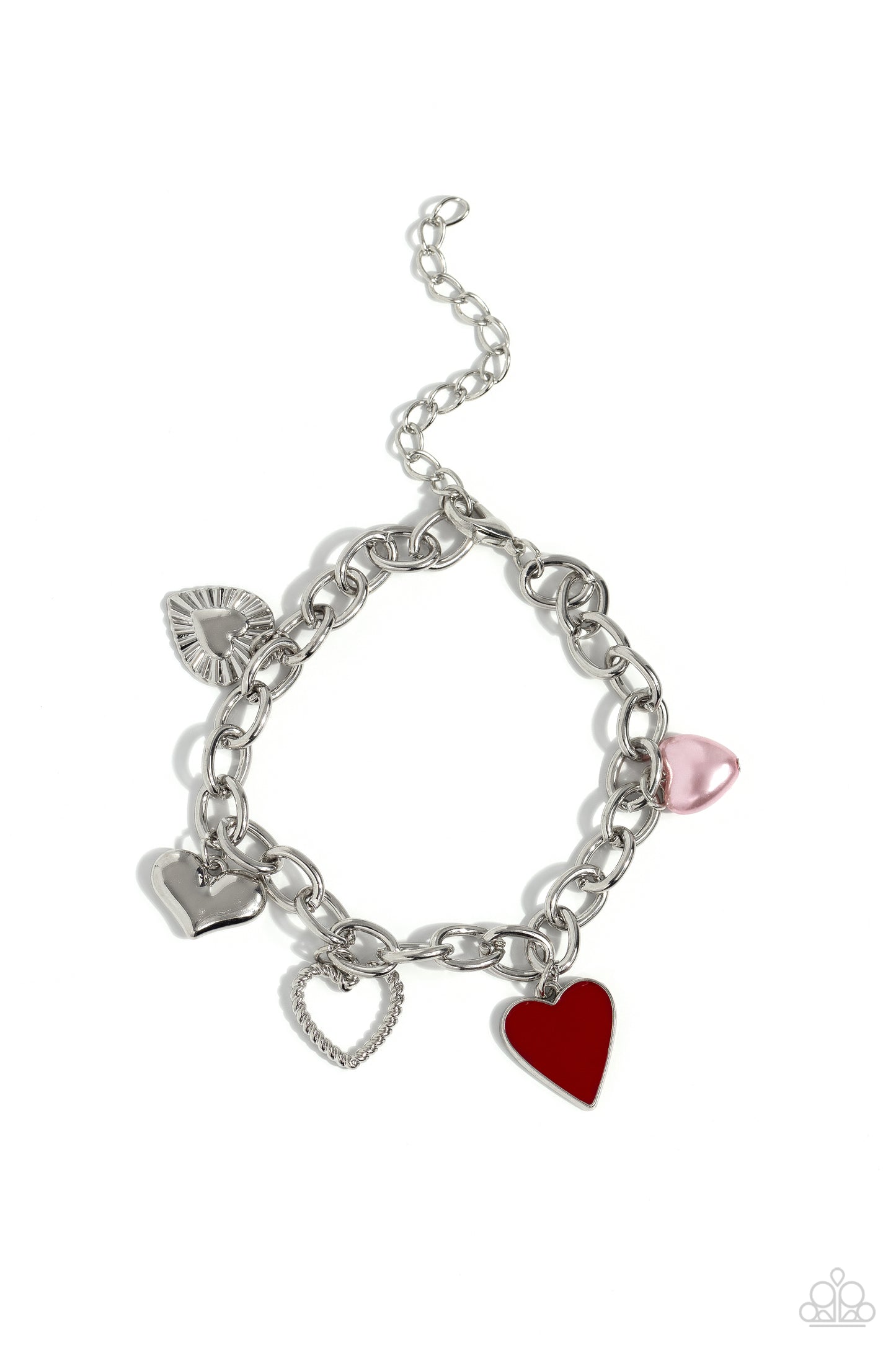 Diverse Dalliance - Multi Heart Charm Clasp Bracelet - Paparazzi Accessories