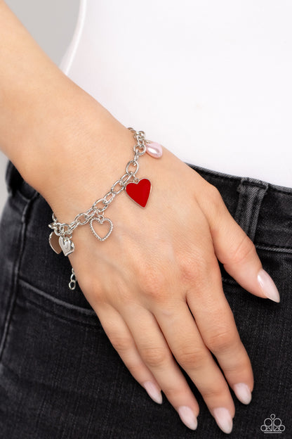 Diverse Dalliance - Multi Heart Charm Clasp Bracelet - Paparazzi Accessories