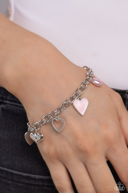 Diverse Dalliance - Pink Charm Bracelet - Paparazzi Accessories