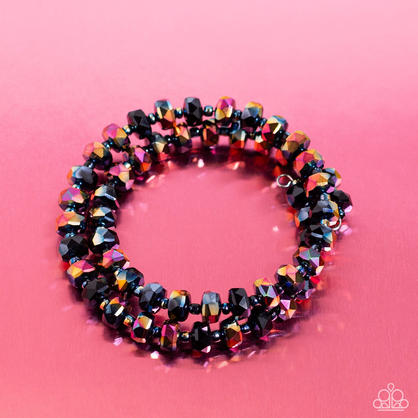 Seriously Stellar - Black Crystal Oil Spill Coil Bracelet - Paparazzi Accessories