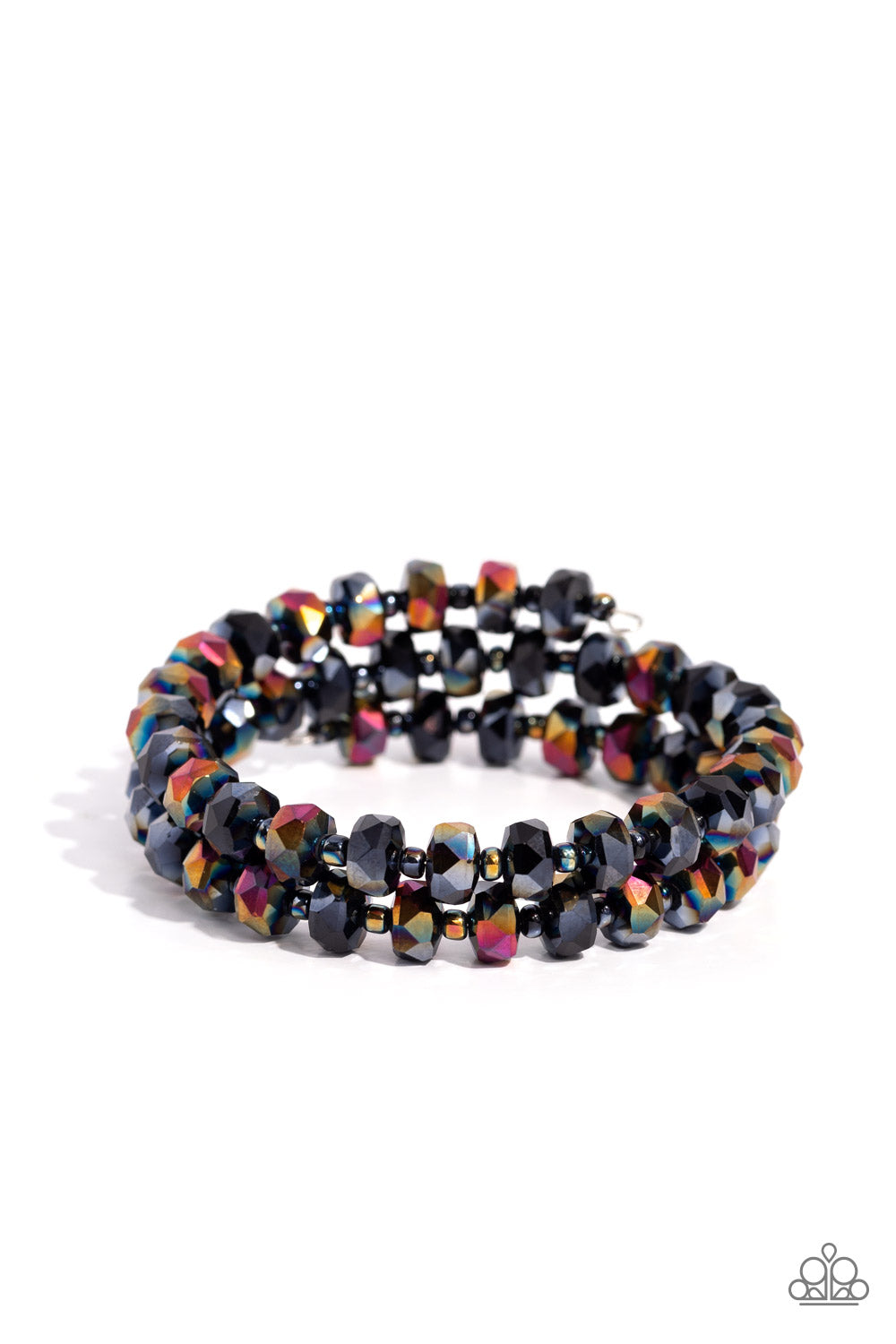 Seriously Stellar - Black Crystal Oil Spill Coil Bracelet - Paparazzi Accessories