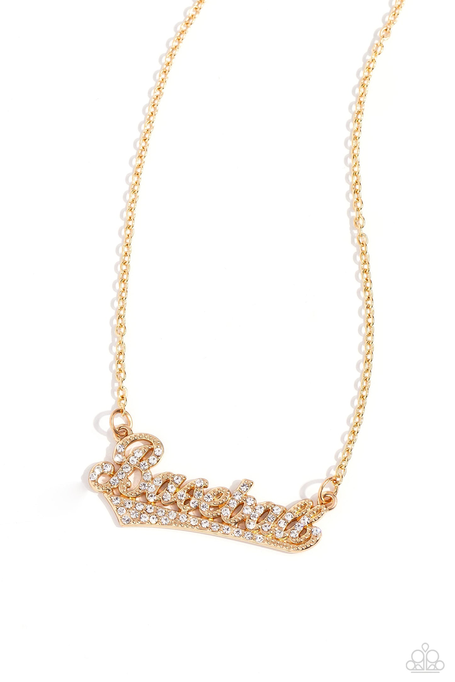 Home Run Haute - Gold Baseball Necklace - Paparazzi Accessories