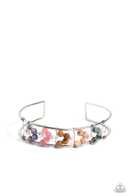 High-WIRE Hallmark - Multi Marbled Stone Cuff Bracelet - Paparazzi Accessories