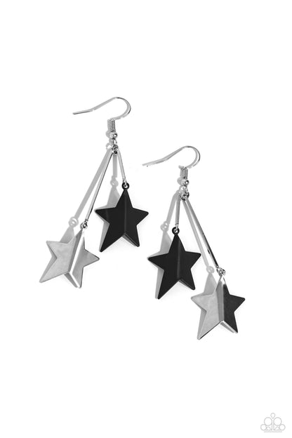 Stellar STAGGER - Black Star Fishhook Earrings - Paparazzi Accessories