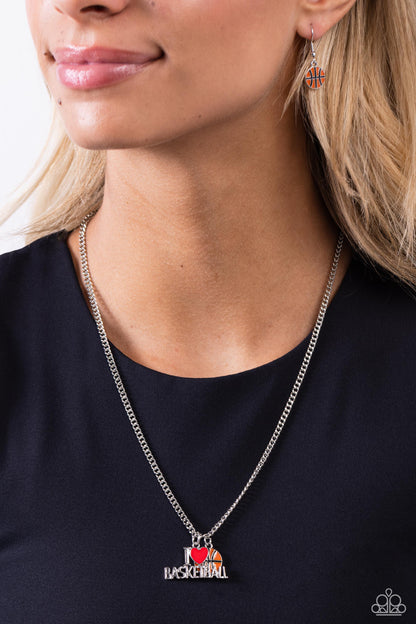 Making Buckets - Orange I Love Basketball Necklace - Paparazzi Accessories