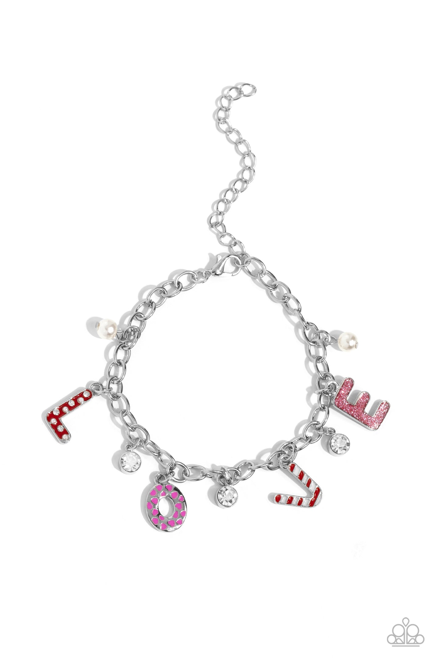 Lovestruck Leisure - Pink - LOVE Clasp Closure Bracelet - Paparazzi Accessories