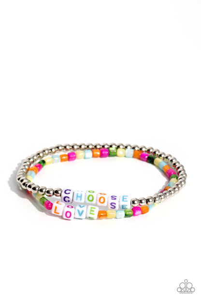 Chasing Love - Multi - Seed Bead "CHOOSE LOVE" Stretchy Bracelets - Paparazzi Accessories
