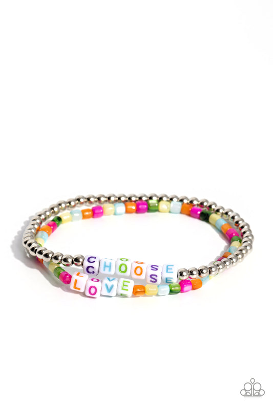 Chasing Love - Multi - Seed Bead "CHOOSE LOVE" Stretchy Bracelets - Paparazzi Accessories